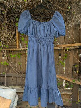 Dizzie Lizzy Navy Puff Sleeve Dress Sz M
